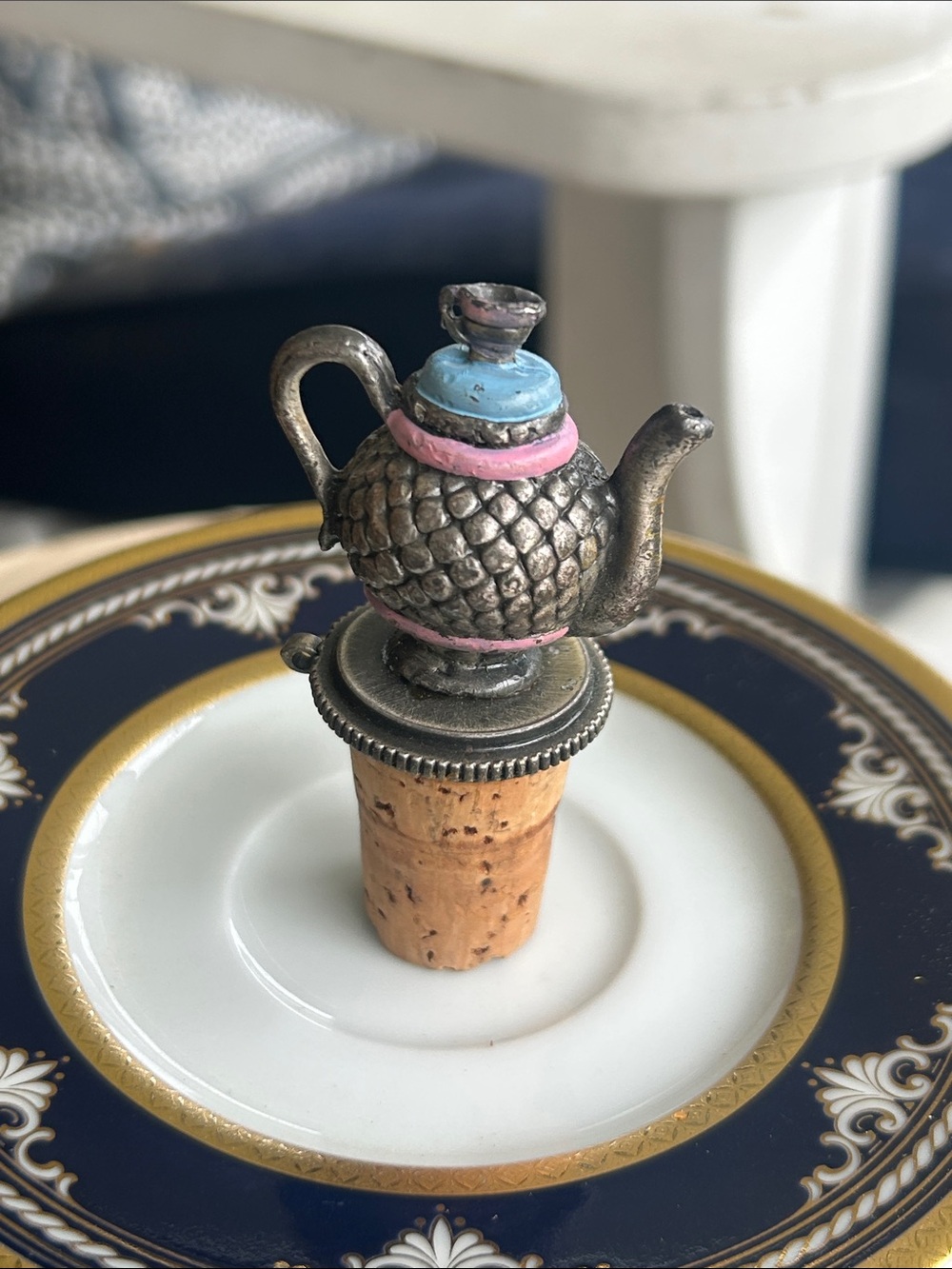 Vintage Teapot Cork Bottle Stopper